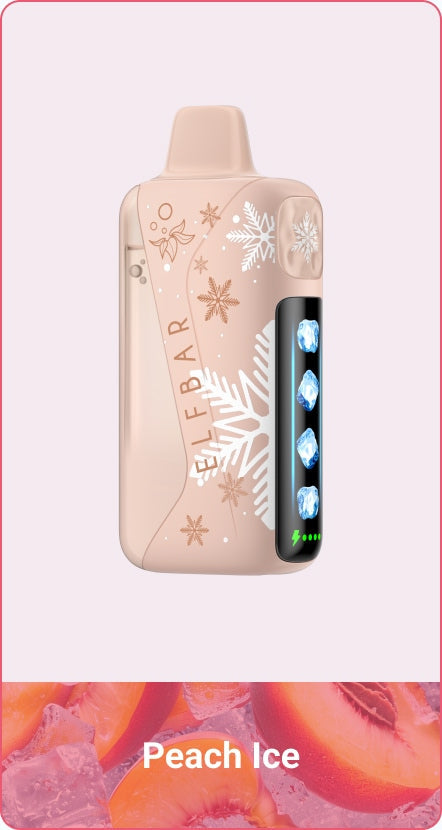 Peach disposable vape device with Ice King graphic and flavor “Peach Ice”
